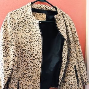 Genuine leather cheetah print jacket